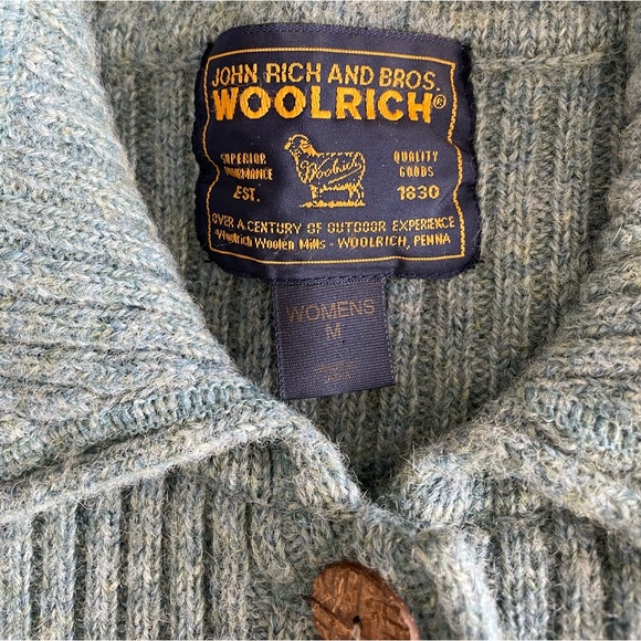 WOOLRICH women’s sweater SZ M soft pine green button up cardigan 100% wo… - Picture 2 of 9